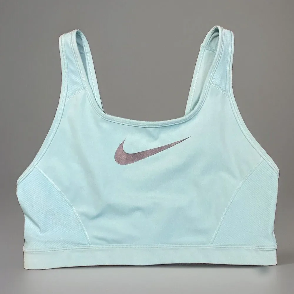 Women's Nike Medium Support Swoosh Sports Bra Size XL Blue